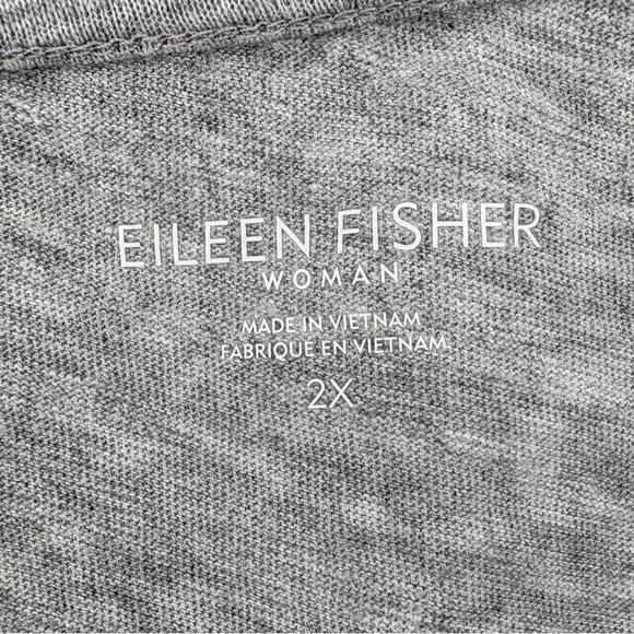 Eileen Fisher sz 2X Dark Pearl Gray Organic Cotton Elbow-Sleeve T-Shirt Dark New - Picture 5 of 12